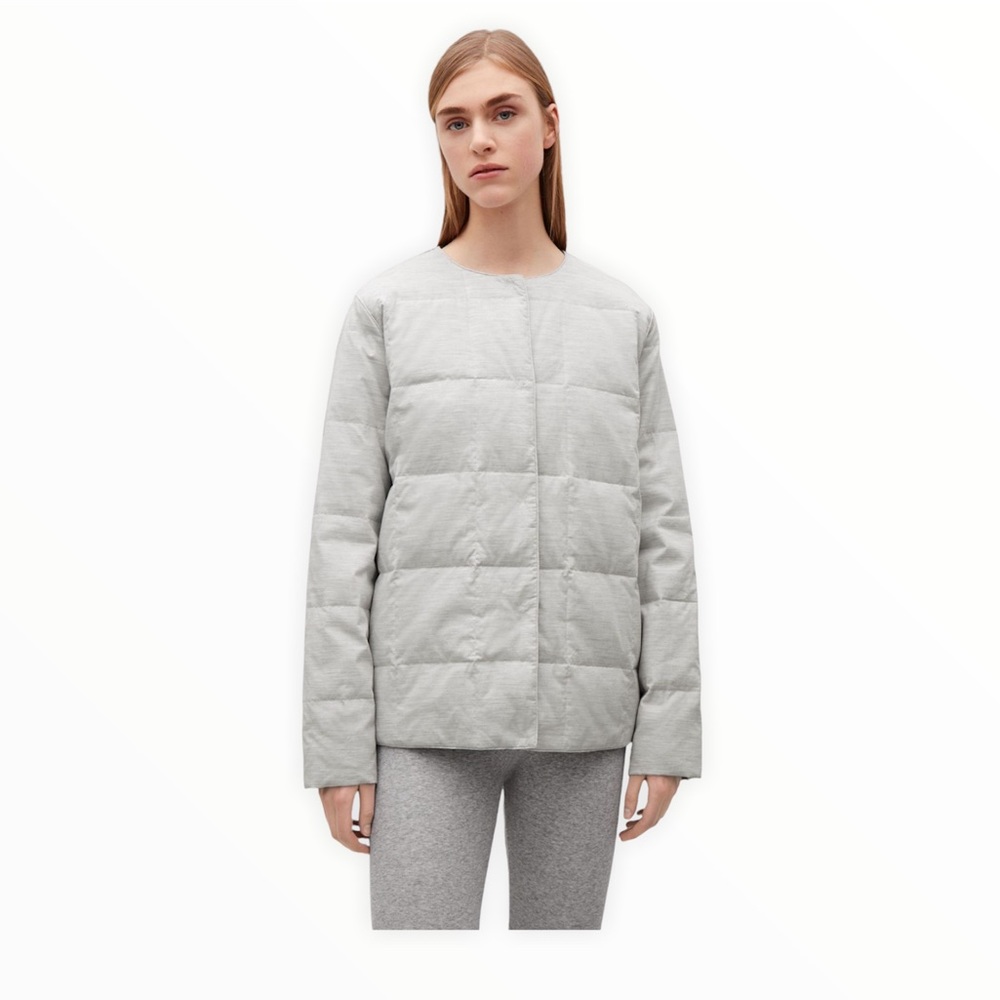 COS Collarless Quilted Zip Jacket